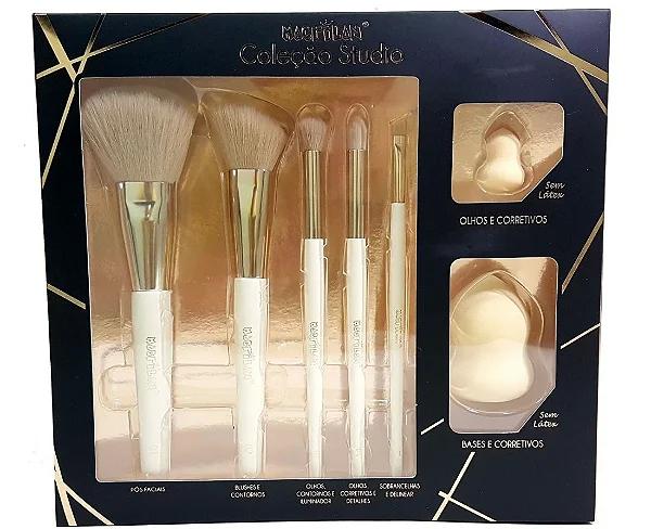 Kit com 5 pincéis e duas esponjinhas Macrilan  